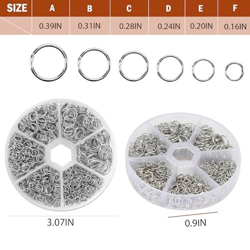 Vukasi 1100Pcs Open Jump Rings, Silver Jump Rings Set Stainless Steel Jump Ring O Ring Connectors for Jewelry Making Bracelet Earrings Necklace Connectors (4/5/6/7/8/10mm)… - Image 4