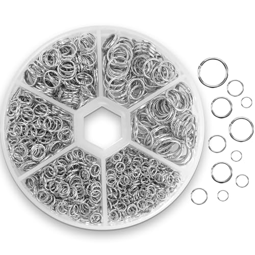 Vukasi 1100Pcs Open Jump Rings, Silver Jump Rings Set Stainless Steel Jump Ring O Ring Connectors for Jewelry Making Bracelet Earrings Necklace Connectors (4/5/6/7/8/10mm)… - Image 1