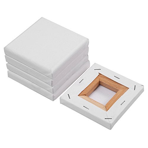 SL crafts Mini Stretched Canvas 4x4 Inch Small Blank Canvas Pack of 6