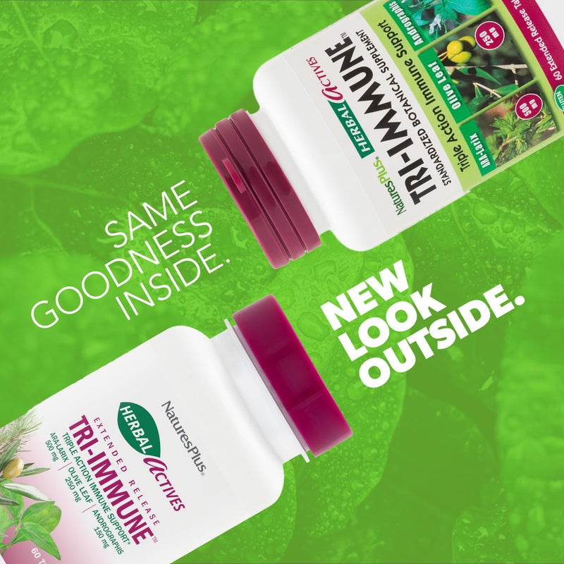 NaturesPlus Herbal Actives Tri-Immune, Extended Release - 60 Tablets - Vegetarian, Gluten Free - 30 Servings - Image 2
