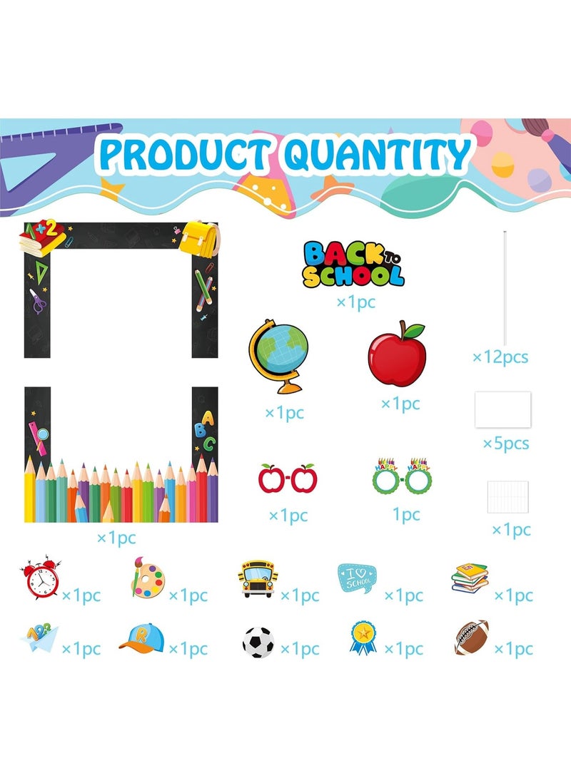 إطار صور دعائي لصور العودة إلى المدرسة، إطار صور بطابع قلم رصاص، لوازم حفلات الترحيب بالمعلمين والطلاب، ديكورات اليوم الأول من الفصل الدراسي، 17 قطعة - Image 2