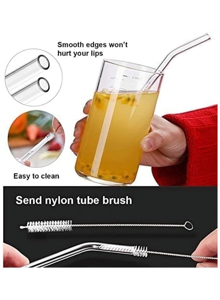 طقم شاليموه 6 قطع + فرشاة تنظيف، شالموه زجاجي قابل لاعادة الاستخدام، ماصة زجاجية، مصاصة شفافة مقاومة للحرارة، شفاط زجاجي شفاف مقاوم للحرارة - Image 3