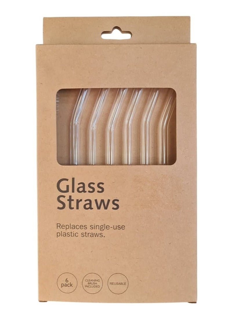 طقم شاليموه 6 قطع + فرشاة تنظيف، شالموه زجاجي قابل لاعادة الاستخدام، ماصة زجاجية، مصاصة شفافة مقاومة للحرارة، شفاط زجاجي شفاف مقاوم للحرارة - Image 1