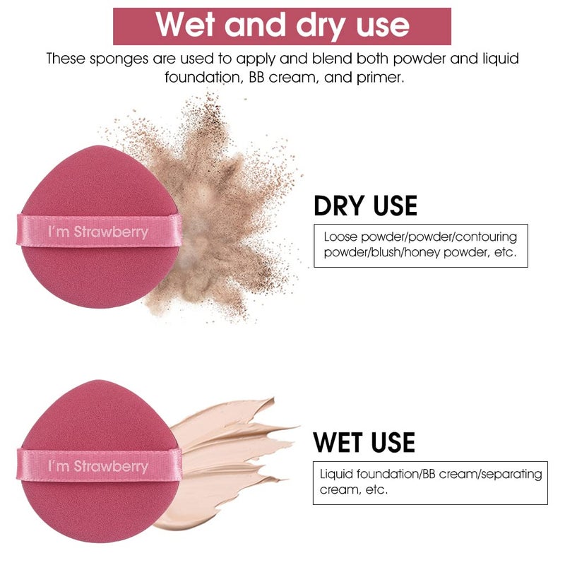 M'AYCREATE MAYCREATE® 7Pcs Makeup Sponge Powder Puff Latex-free Makeup Puff Blender Sponge, Air Cushion Pads for Liquid Foundation, Cream, Powder, Concealer, Wet & Dry Dual Use(Pink) - Image 4