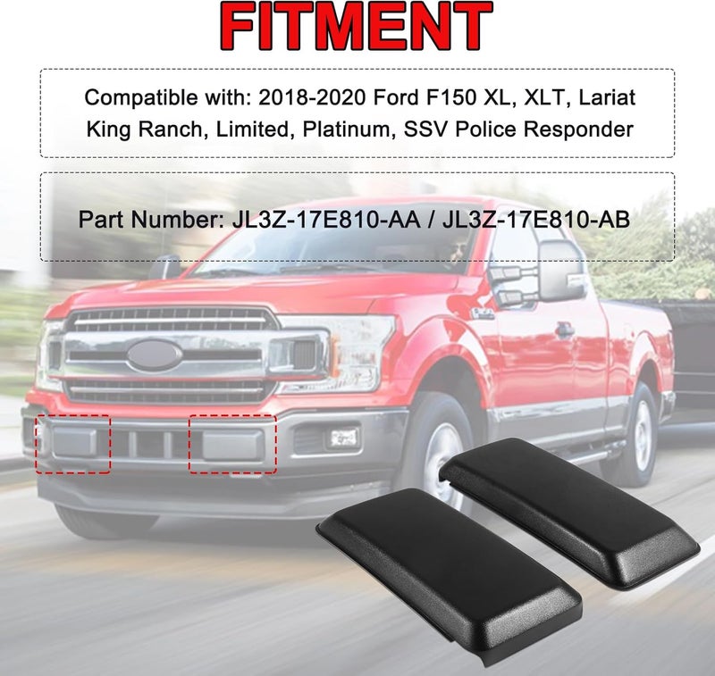 AUTOBABA 2Pcs F150 Front Bumper Guards Pads Cover Insert Cap Compatible with Ford F-150 2018 2019 2020 Replace# JL3Z17E810AB for Front Left Driver & Right Passenger Side (Matte Black) - Image 2