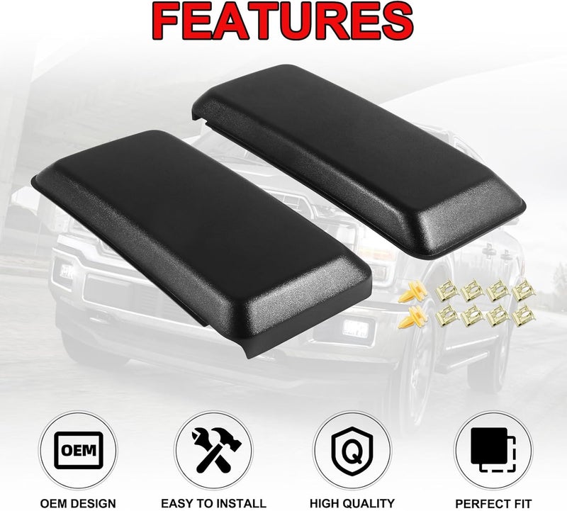 AUTOBABA 2Pcs F150 Front Bumper Guards Pads Cover Insert Cap Compatible with Ford F-150 2018 2019 2020 Replace# JL3Z17E810AB for Front Left Driver & Right Passenger Side (Matte Black) - Image 3