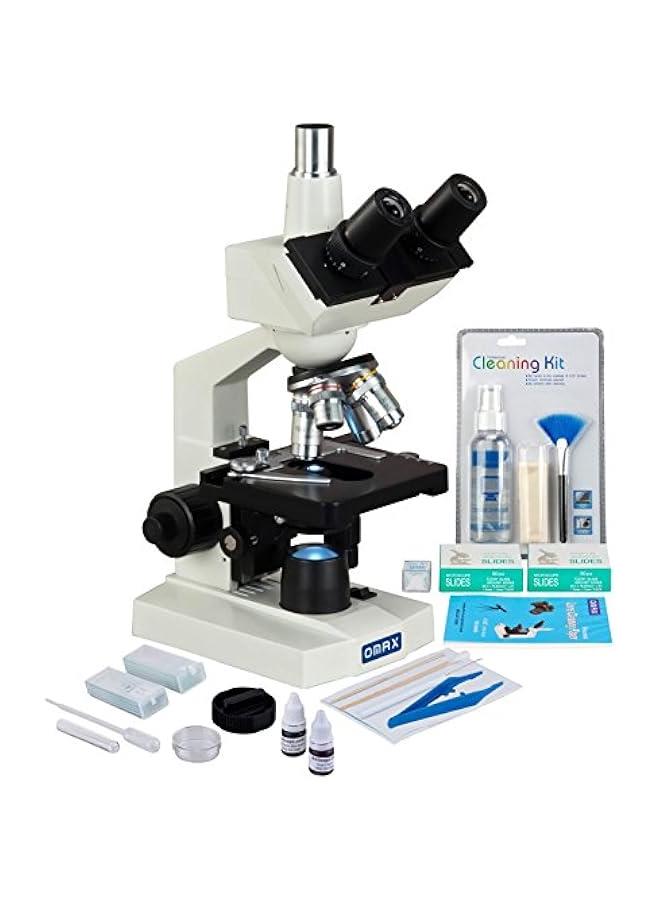 Arabest 2500X LED Lab Trinocular Microscope + Slide Preparation Kit + Blank Slides + Lens Paper + Cleaning Kit  - Image 1