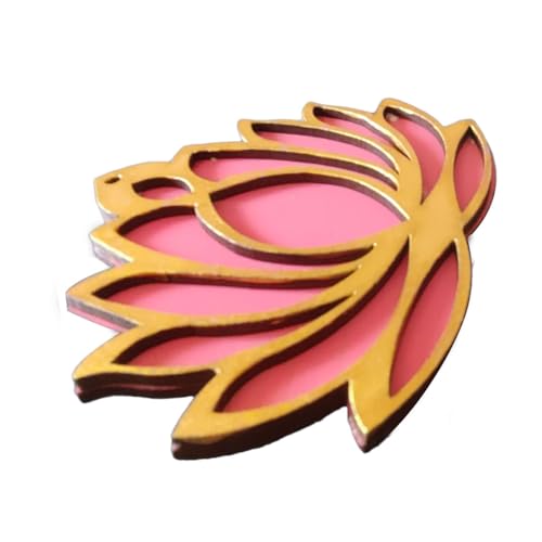 Haoser Wooden Lotus Flower Cutout | Lotus Cut-Out| DIY Rangoli Kit | Decoration for Diwali, Dashera | for Rangoli, Pooja, Decorations, Festival Gift, Wedding Decorations (Pink, 10) - Image 3