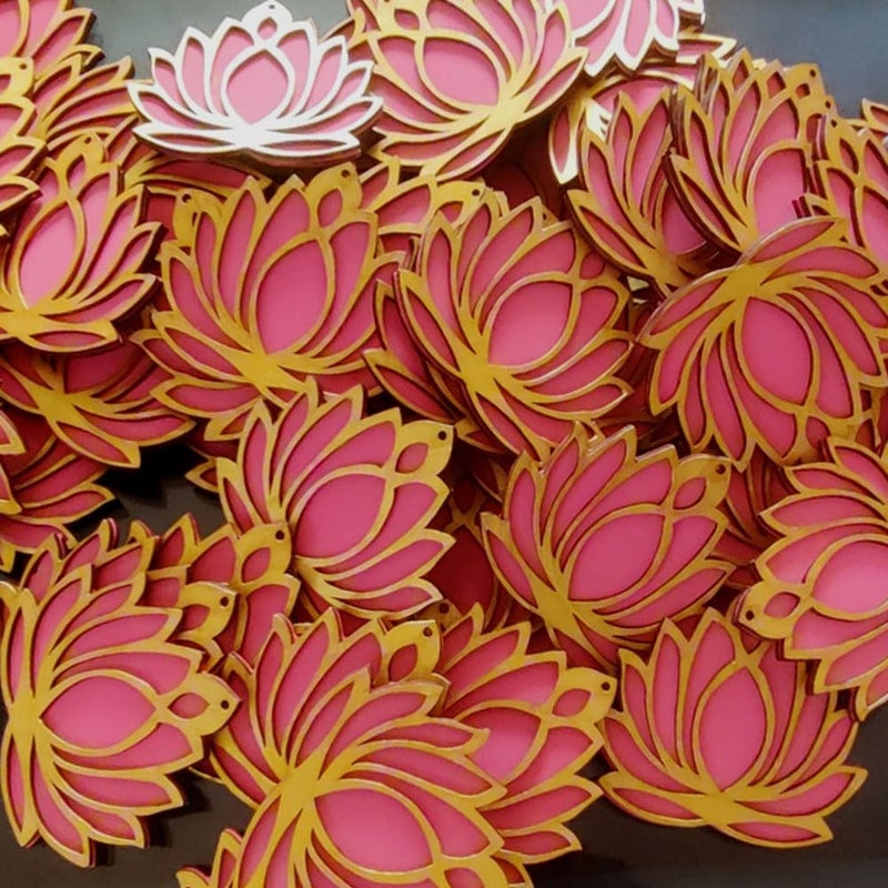 Haoser Wooden Lotus Flower Cutout | Lotus Cut-Out| DIY Rangoli Kit | Decoration for Diwali, Dashera | for Rangoli, Pooja, Decorations, Festival Gift, Wedding Decorations (Pink, 10) - Image 5