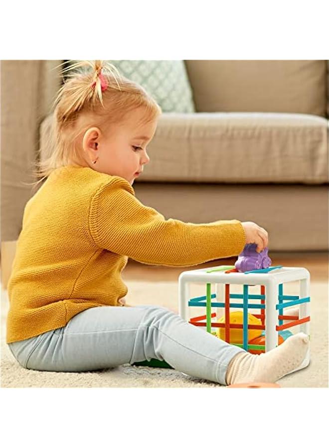 Montessori Toys for 1 Year Old, Cube & 6 Sensory Shape Blocks, Baby Toys 12-18 Months, Developmental Infant Birthday Gifts for Learning Toddler Age 1 2 3 - Image 2