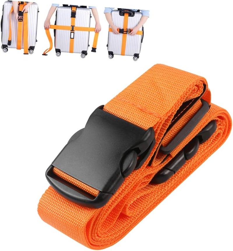 أحزمة حقيبة سفر قابلة للتعديل غير قابلة للقفل، أحزمة تعبئة متينة بشريط برتقالي للأمتعة السفر - Image 2
