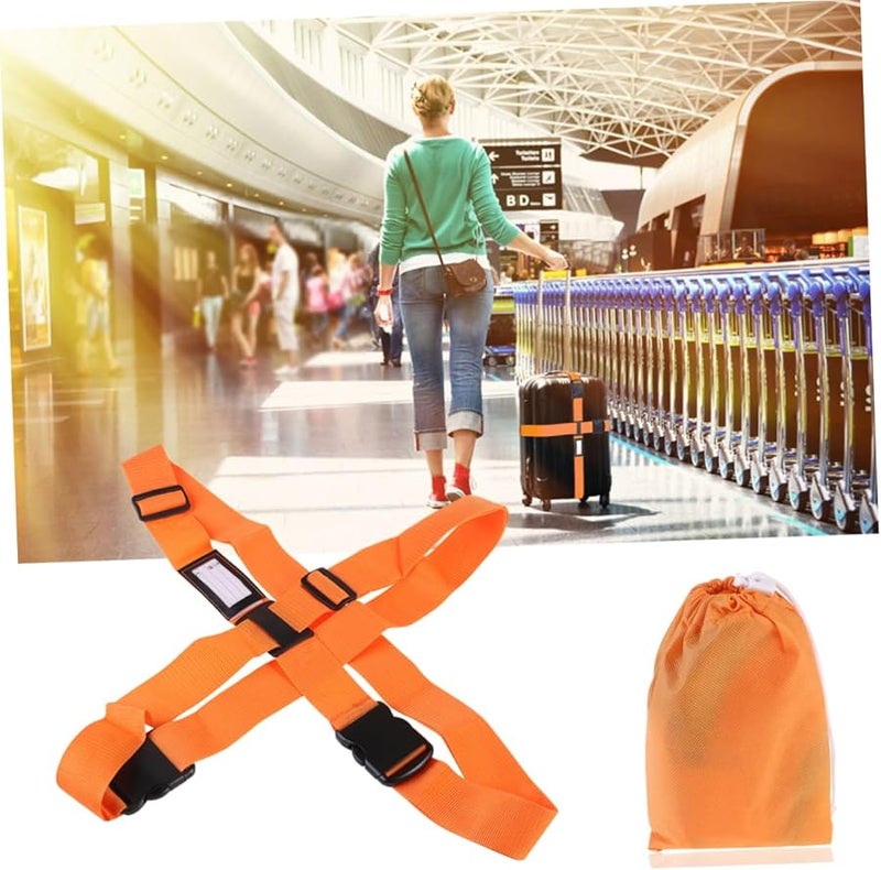 أحزمة حقيبة سفر قابلة للتعديل غير قابلة للقفل، أحزمة تعبئة متينة بشريط برتقالي للأمتعة السفر - Image 4