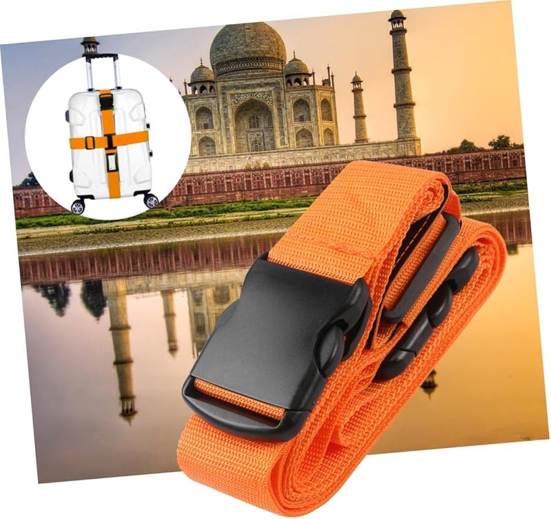 أحزمة حقيبة سفر قابلة للتعديل غير قابلة للقفل، أحزمة تعبئة متينة بشريط برتقالي للأمتعة السفر - Image 3