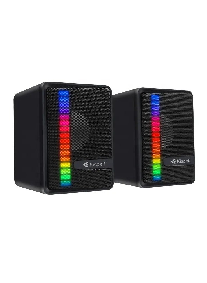 كيسونلي - مكبر صوت سلكي صغير لسطح المكتب RGB محمول USB Mini X14 - Image 1