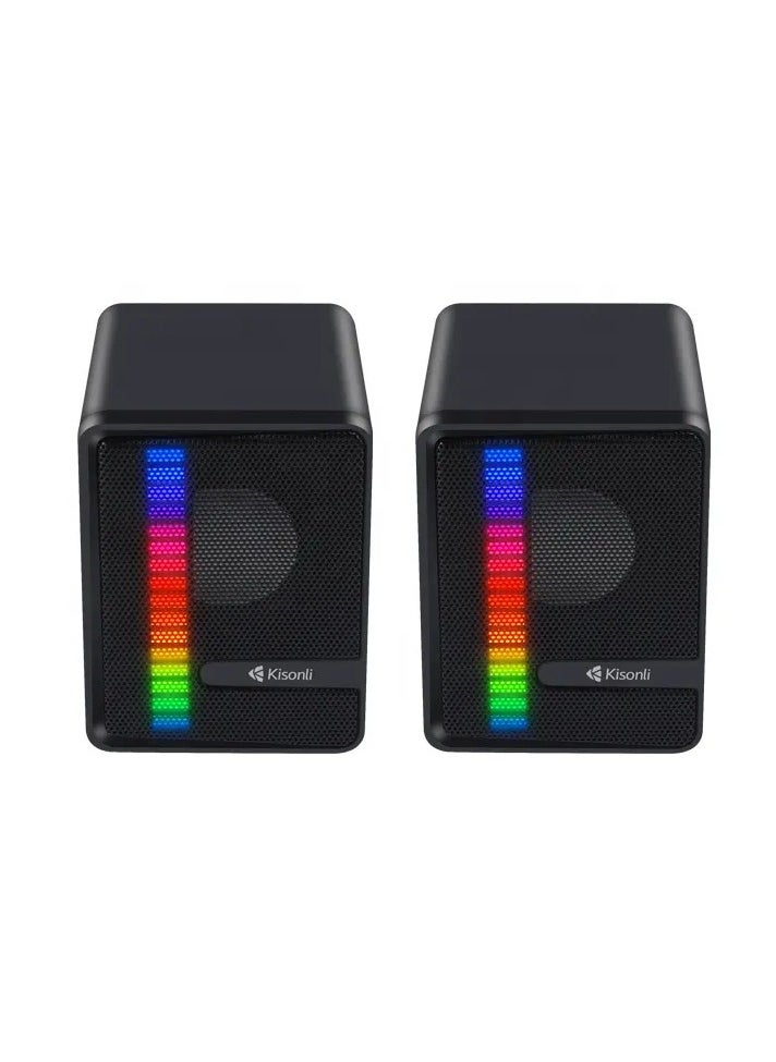 كيسونلي - مكبر صوت سلكي صغير لسطح المكتب RGB محمول USB Mini X14 - Image 1