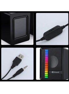 Kisonli Wired Desktop Small Speaker RGB Portable USB Mini X14  - Image 3