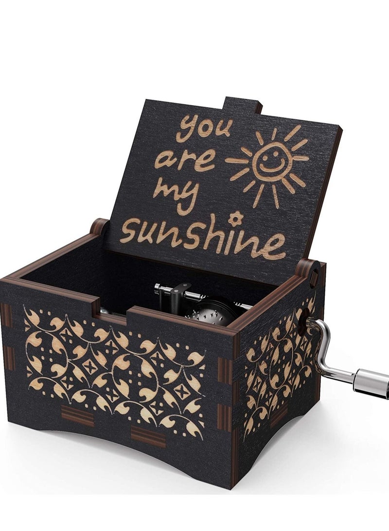 Captaintech You are My Sunshine Music Box Gift for Daughter from Mom Vintage Wooden Engraved Inspirational Quotes Hand Crank Birthday - Image 1