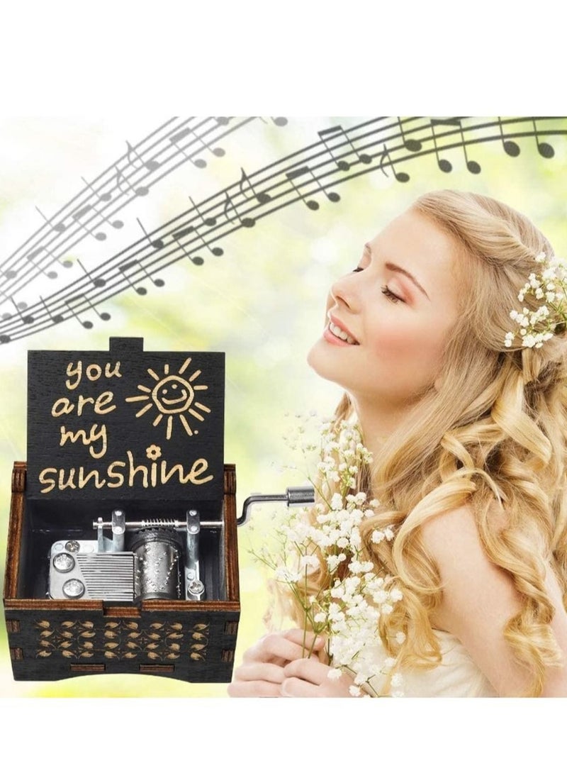 Captaintech You are My Sunshine Music Box Gift for Daughter from Mom Vintage Wooden Engraved Inspirational Quotes Hand Crank Birthday - Image 2