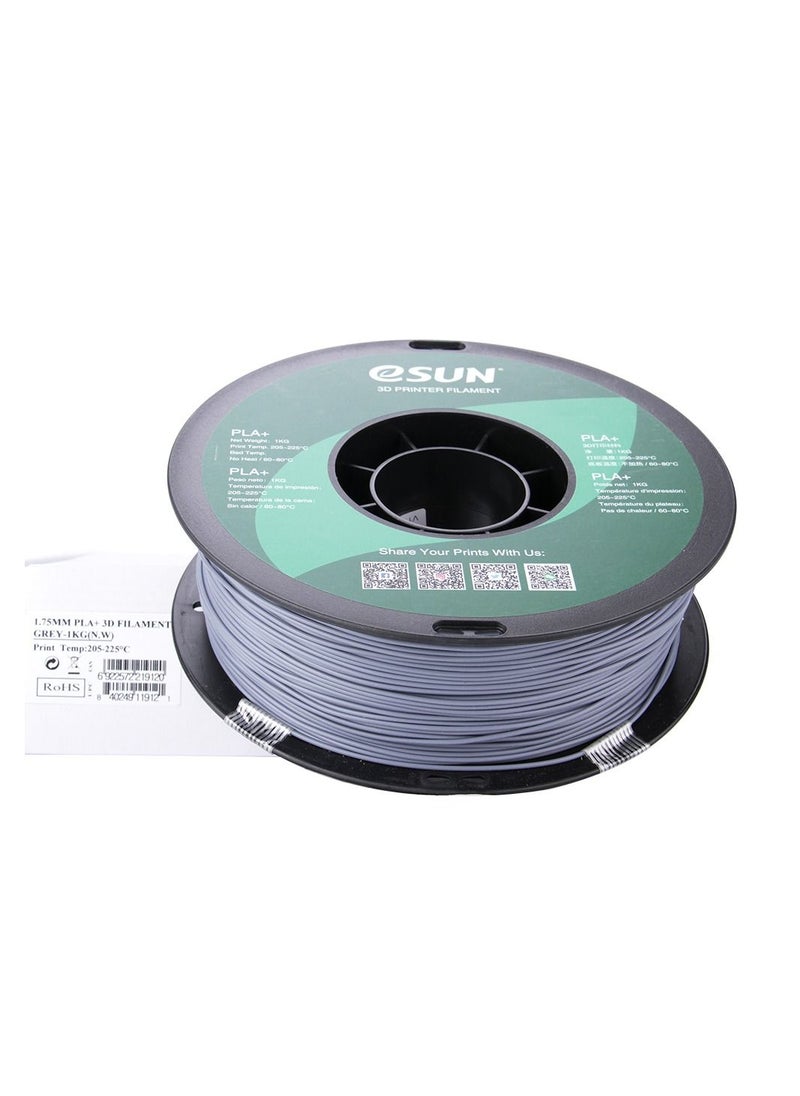 eSUN - Esun 3D Printer Filament PLA+ 1.75 mm Dimensional Accuracy +/- 0.05 mm 1 Kg (2.2 lbs) Spool 3D Printing Material for 3D Printers – Grey - Image 1