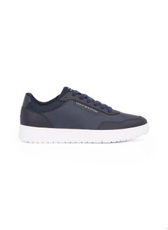 TOMMY HILFIGER Men's Mixed Texture Trainers - Leather, Blue  - Image 1