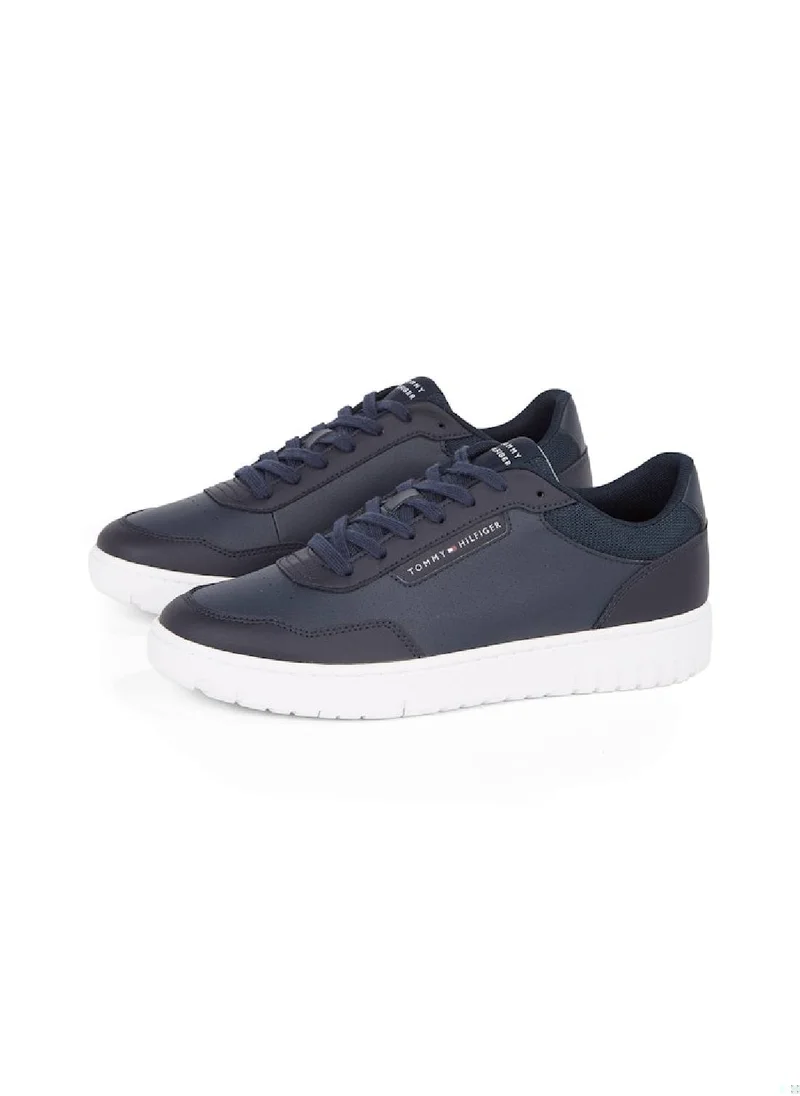 TOMMY HILFIGER Men's Mixed Texture Trainers - Leather, Blue