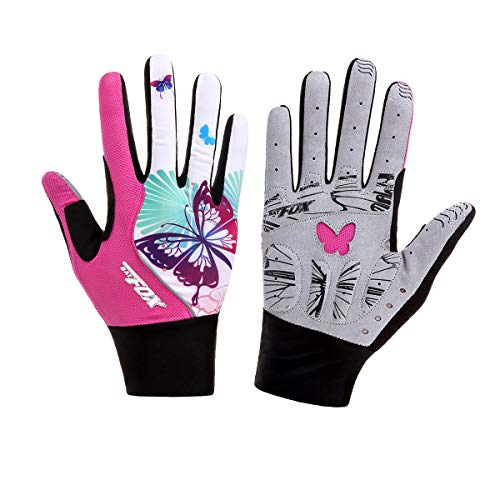 DuShow Cycling Gloves Women Full Finger Mountain Bike Riding Biking Gloves for Women Touchscreen Gel Padded Bicycle Gloves Motorcycle Gym Sport Workout Training Outdoor Gloves(Pink,L) - Image 1