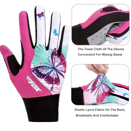 DuShow Cycling Gloves Women Full Finger Mountain Bike Riding Biking Gloves for Women Touchscreen Gel Padded Bicycle Gloves Motorcycle Gym Sport Workout Training Outdoor Gloves(Pink,L) - Image 4