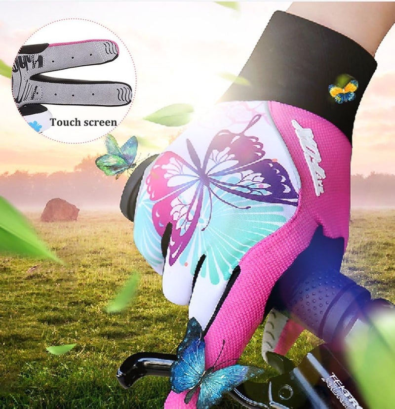 DuShow Cycling Gloves Women Full Finger Mountain Bike Riding Biking Gloves for Women Touchscreen Gel Padded Bicycle Gloves Motorcycle Gym Sport Workout Training Outdoor Gloves(Pink,L) - Image 2