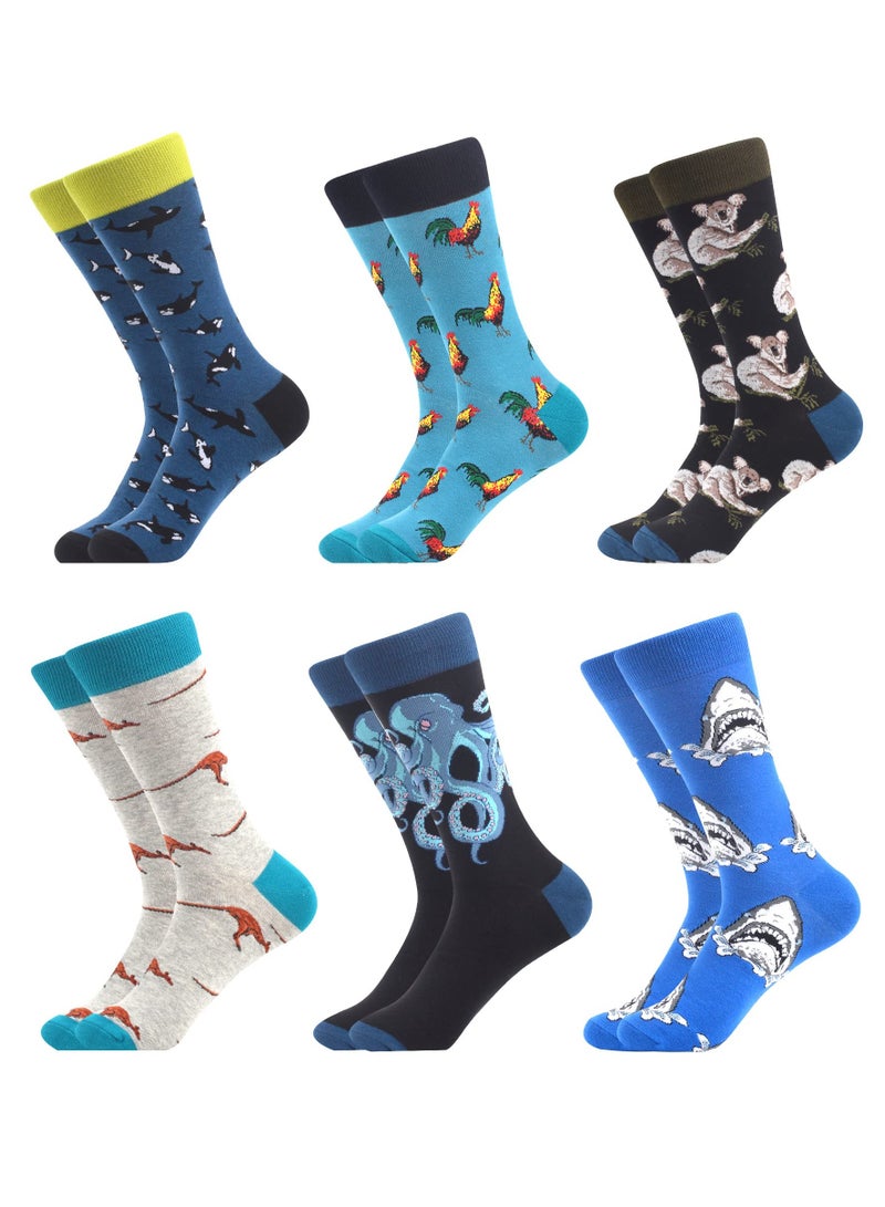 KASTWAVE Men's Colorful Fun Socks Colorful Funny Novelty Crew Pattern Dress Socks Pack, Crazy Design Cotton Socks Gifts for Men - Image 1