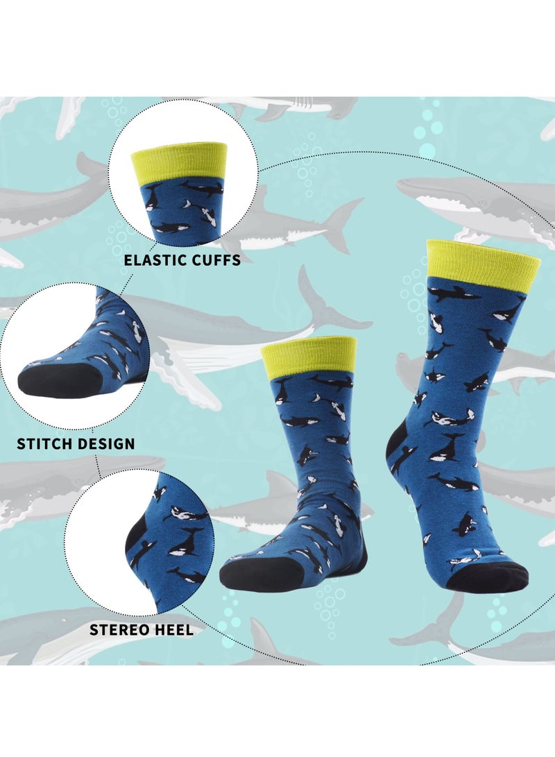 KASTWAVE Men's Colorful Fun Socks Colorful Funny Novelty Crew Pattern Dress Socks Pack, Crazy Design Cotton Socks Gifts for Men - Image 3