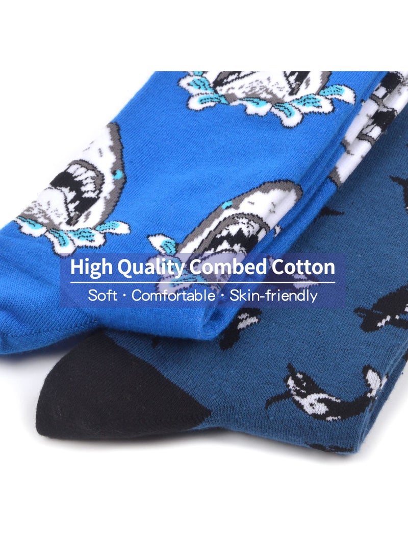 KASTWAVE Men's Colorful Fun Socks Colorful Funny Novelty Crew Pattern Dress Socks Pack, Crazy Design Cotton Socks Gifts for Men - Image 4