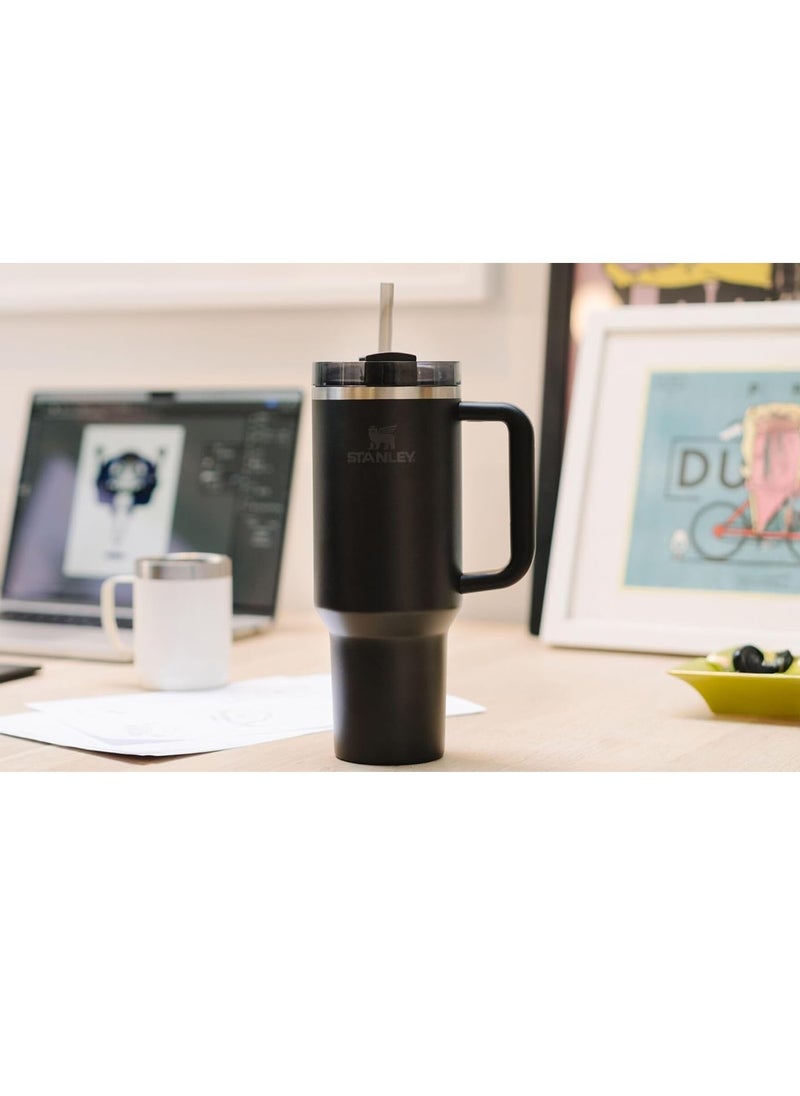 Stanley - Stanley Quencher H2.0 Tumbler with Handle and Straw 40 oz | Flowstate 3-Position Lid | Cup Holder Compatible for Travel | Insulated Stainless Steel Cup | BPA-Free | Black - Image 1