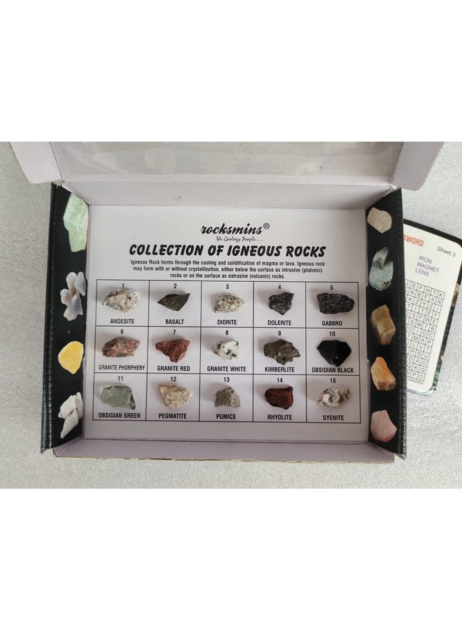 ROCKSMINS IR15WM Collection Set of 15 Igneous Rocks for School Education Rocks Samples Activity Geology Volcanic Rock Memory Great Educational STEM Toys for Kids with Free Activity Card - Image 2