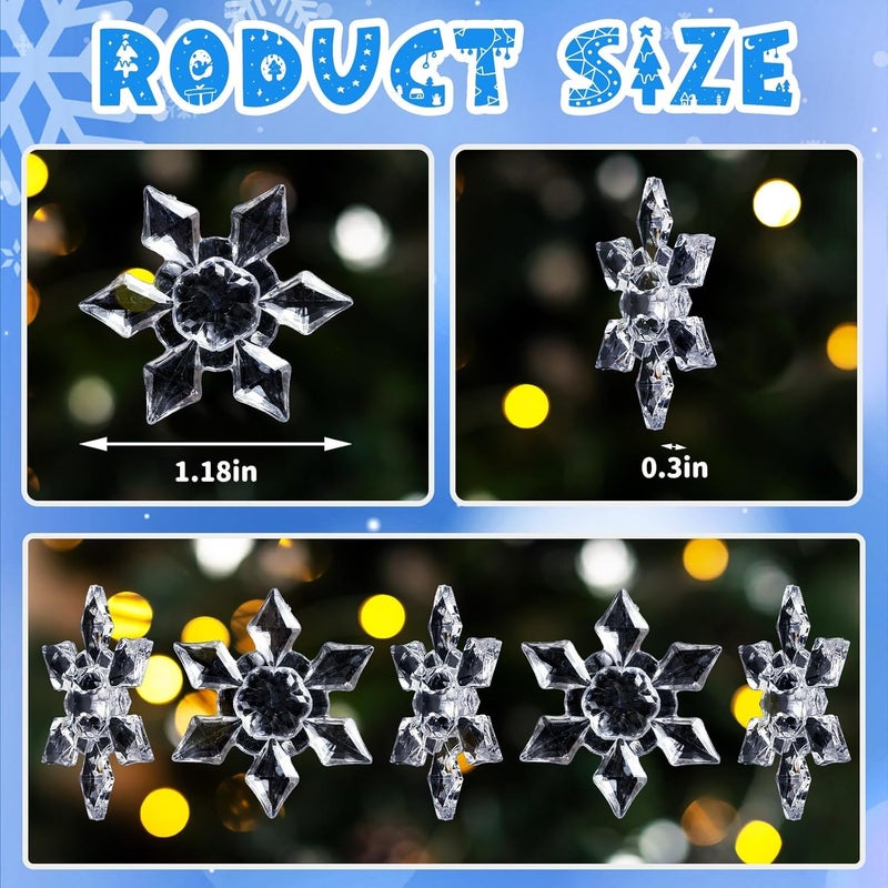 BOARDFEB 240Pcs Winter Acrylic Snowflake Ornaments, 3D Translucent Snowflake Crystals Gems Christmas Xmas Pendant Beads DIY Crafts for Vase Filler Party Wedding Arts Crafts Decoration (Clear) - Image 2