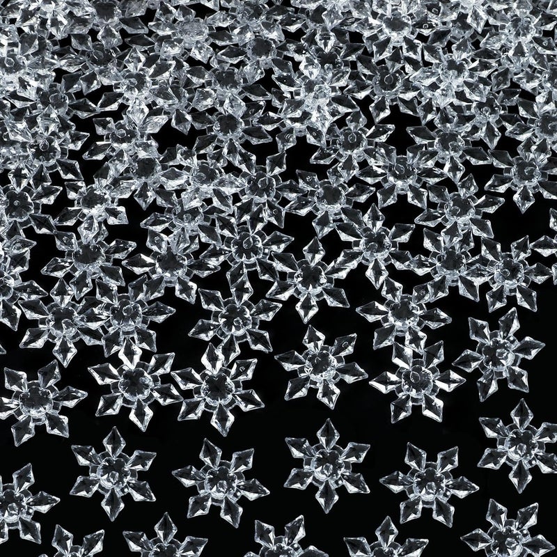 BOARDFEB 240Pcs Winter Acrylic Snowflake Ornaments, 3D Translucent Snowflake Crystals Gems Christmas Xmas Pendant Beads DIY Crafts for Vase Filler Party Wedding Arts Crafts Decoration (Clear) - Image 1
