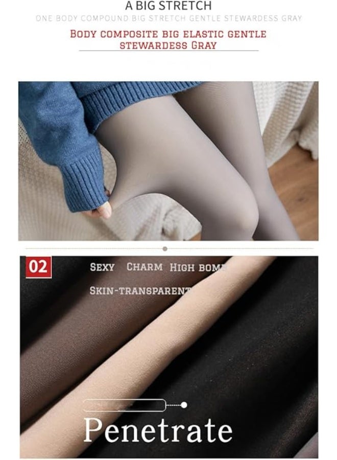 Showday Fleece Lined Tights Sheer Women - Fake Translucent Warm Pantyhose Leggings Sheer Thick Tights for Winter Tights High Waisted Yoga Pants Cold Weather - Image 5