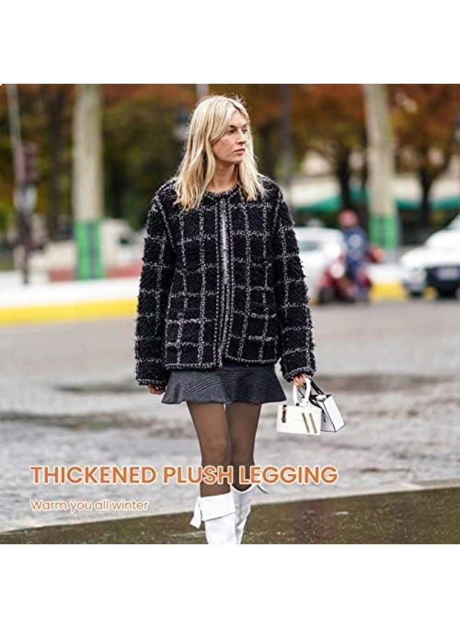 Showday Fleece Lined Tights Sheer Women - Fake Translucent Warm Pantyhose Leggings Sheer Thick Tights for Winter Tights High Waisted Yoga Pants Cold Weather - Image 3