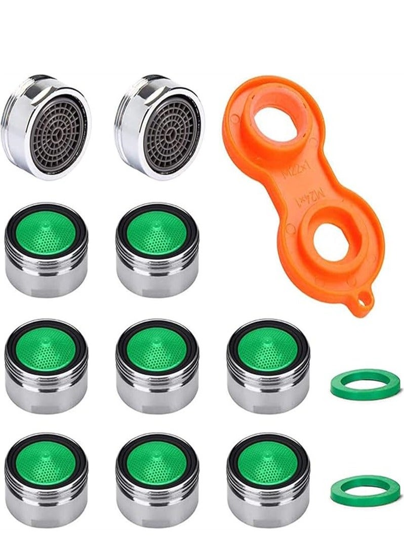 Pack of 10 M24 Mixer Tap Aerator Nozzles with ABS Filter, Includes Mixer Nozzle Key - Image 1