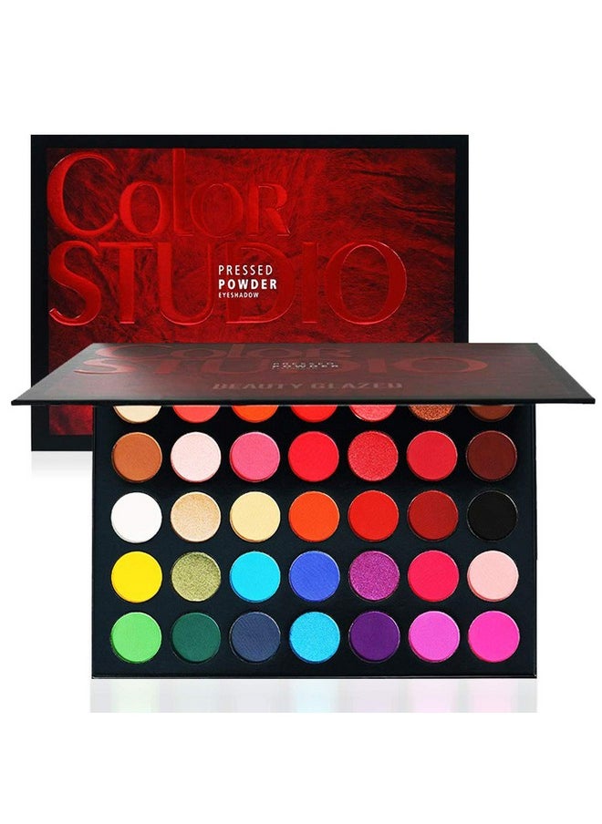 Bestland 35 Color Studio Eyeshadow Palette for Halloween Makeup, Pop Makeup Inner Artist Matte Shimmer Luminous Velvet Texture Pressed Colors Powder Creamy Eye Shadow Blendable Natural Makeup Palette  - Image 1