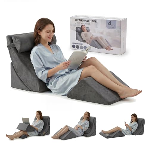Axelrod Orthopedic Bed Wedge Pillow Set, Post Surgery Foam for Back, Neck and Leg Pain Relief Comfortable & Adjustable Ortho Pillows- Anti Snoring, Heartburn, Acid Reflux & GERD Sleeping Dark Grey - Image 1