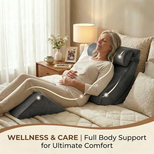Axelrod Orthopedic Bed Wedge Pillow Set, Post Surgery Foam for Back, Neck and Leg Pain Relief Comfortable & Adjustable Ortho Pillows- Anti Snoring, Heartburn, Acid Reflux & GERD Sleeping Dark Grey - Image 5