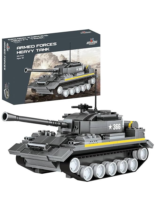 KASTWAVE Army Tanks Toy Building Kit 340Pcs Armed Forces Toy Tank For Ages 10 And Up – Rotating Turret With Gun Attachment Army Tank Model Kit Compatible With All Major Brands Of Building Blocks - Image 1
