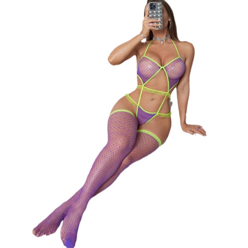 GirlFriend Lingerie Lovely Deep V Neck Teddy Babydoll Mesh Nightwear for Women Mesh Badydoll Fishnets Dresses See Through Lingerie Chemise Bodysuit One Piece Transparent - Image 4