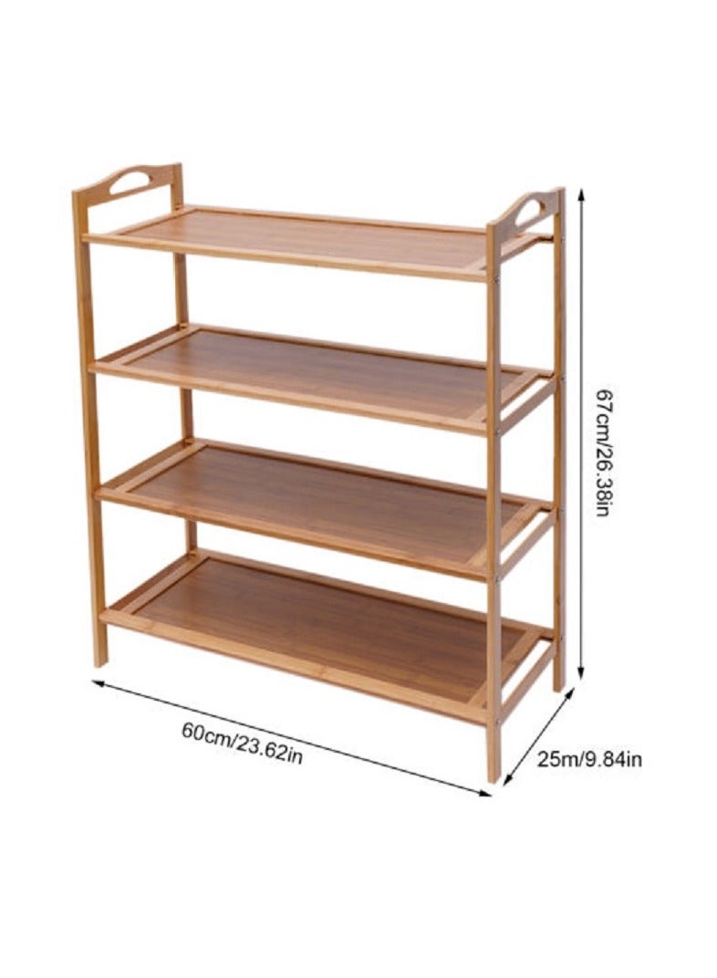 رف أحذية من الخيزران مكون من 4 طبقات، رف تخزين خشبي للمدخل، منظم لعرض الأحذية - Image 2