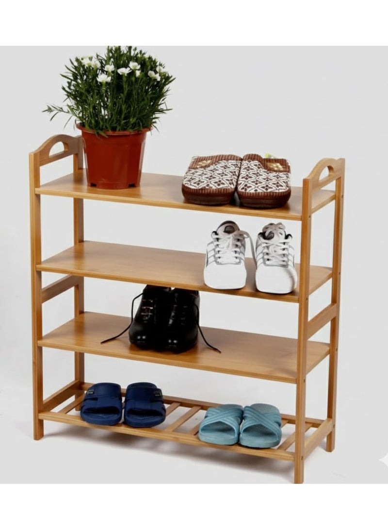 رف أحذية من الخيزران مكون من 4 طبقات، رف تخزين خشبي للمدخل، منظم لعرض الأحذية - Image 3