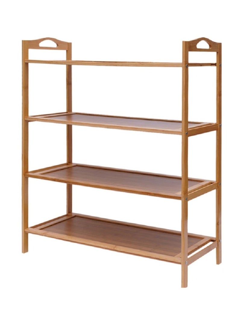 رف أحذية من الخيزران مكون من 4 طبقات، رف تخزين خشبي للمدخل، منظم لعرض الأحذية - Image 1