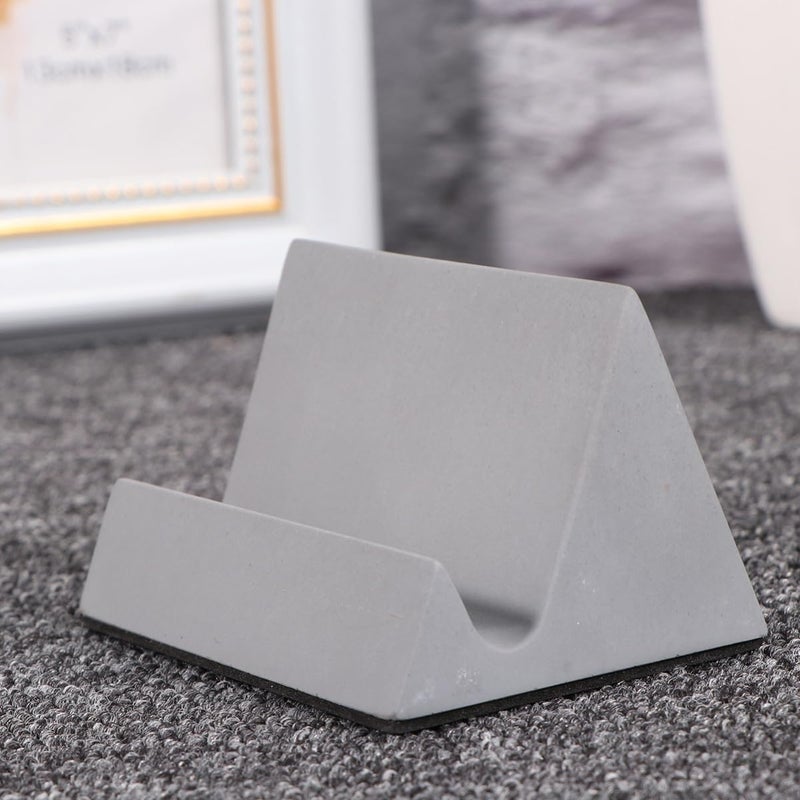 Concrete Mobile Phone Holder and Tablet Base, Desktop Phone Stand with Stable Support, Grey Cement Material for Office and Home Use - Image 3