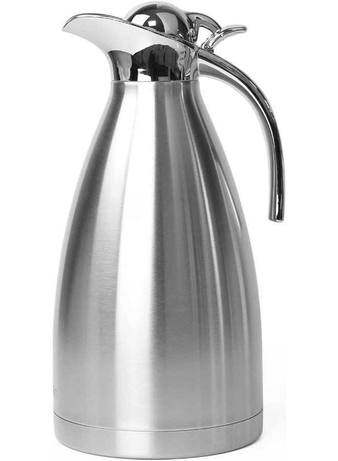 Nessan Nessan Thermal Coffee Carafe Jugs, Double Walled Vacuum Insulated Flask 12 Hours Heat Retention Jug for Coffee, Tea, & Milk - Stainless Steel Silver 2.0L SS-FS-20 - Image 1