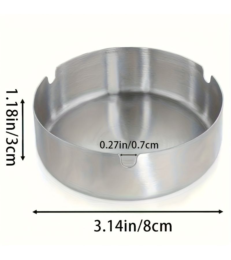 Set Of 7 Elegant Round Metal Ashtrays Windproof Drop Resistant Stainless Steel Suitable For Home Cafes Hotels And KTVs Easy To Clean Great Holiday Gift And Cafe Decoration Durable - Image 1