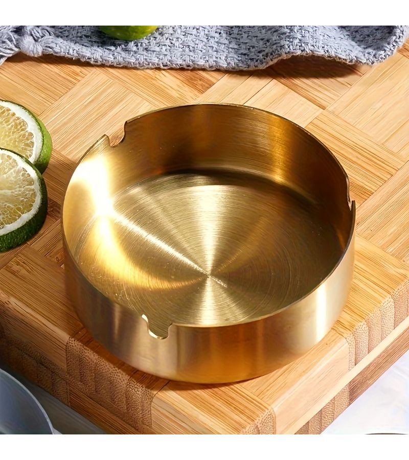 Set Of 7 Elegant Round Metal Ashtrays Windproof Drop Resistant Stainless Steel Suitable For Home Cafes Hotels And KTVs Easy To Clean Great Holiday Gift And Cafe Decoration Durable - Image 3